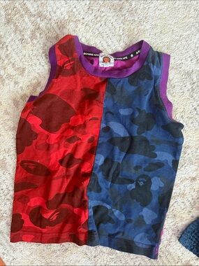 Bape Kids Split Camo Tank - Red, Blue & Purple Trim